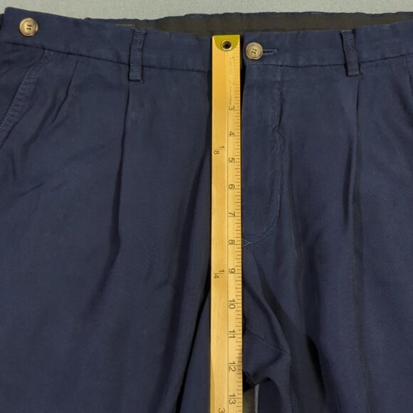 Giorgio Armani Pants Men's 54(IT) Fits 36x30 Navy Blue Pleated Cotton Slacks - Picture 6 of 12